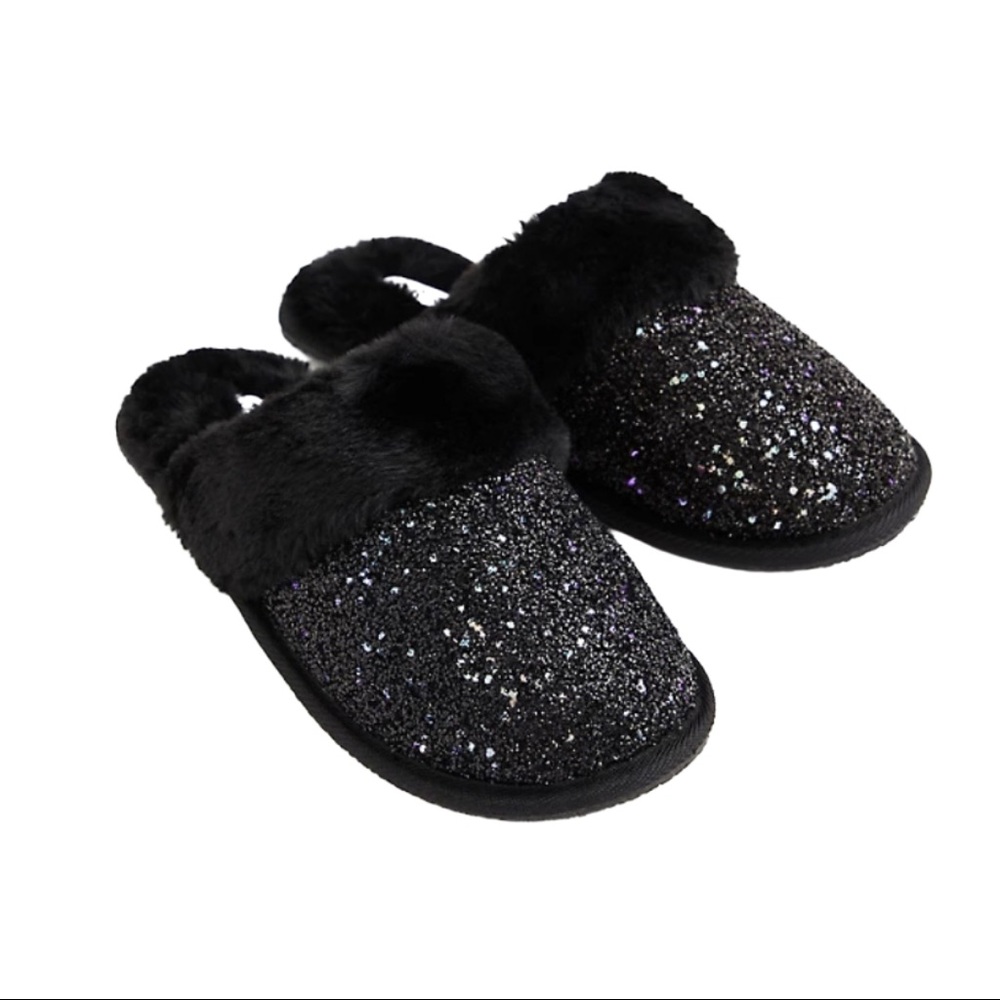 TORRID BLACK GLITTER SLIP-ON SLIPPER (WW)